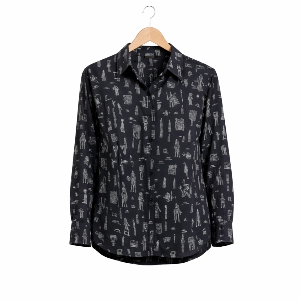 Maggie Barnes Black And White Button Up Plus Size Shirt Sz 2X